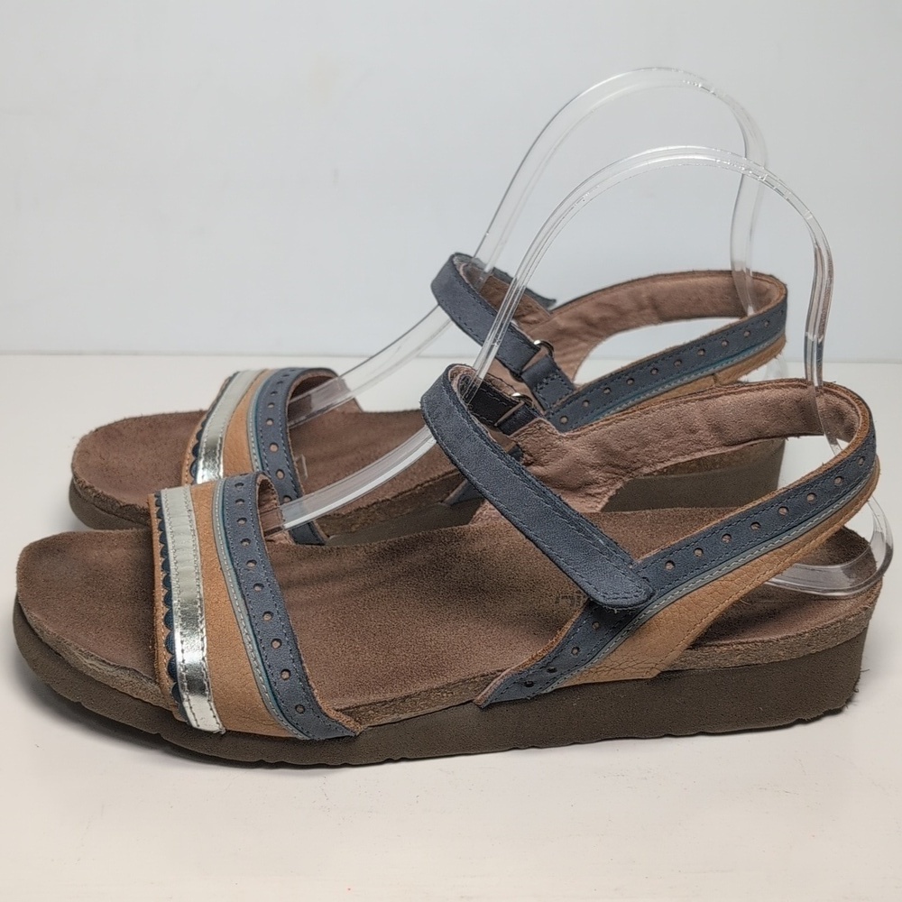 Naot Beverly Blue and Brown wedge Sandals womans size 8 EU 39 - Picture 2 of 15